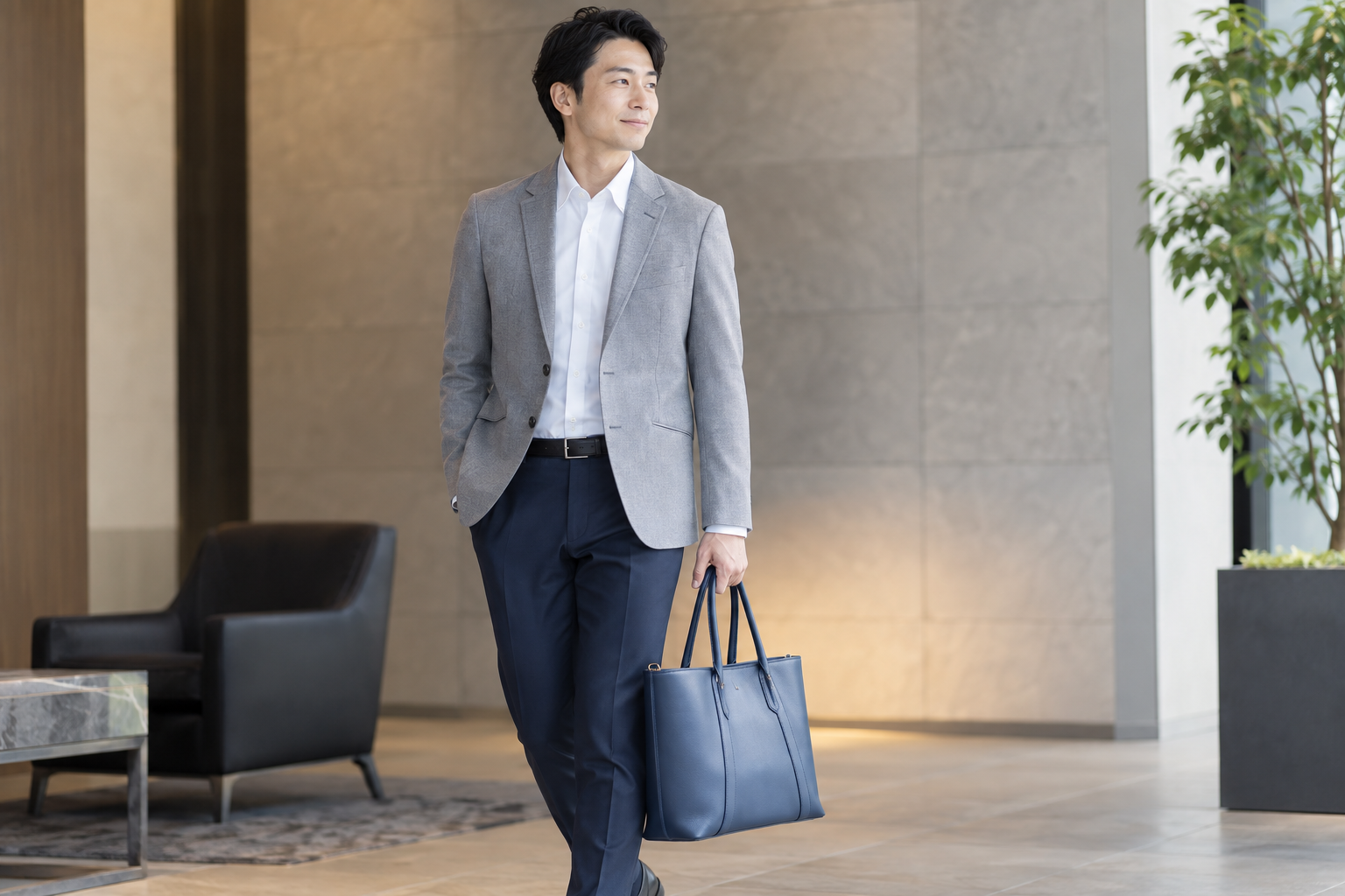 ネイビーのビジネスバッグは何色の服に合う？仕事で使う配色の選び方