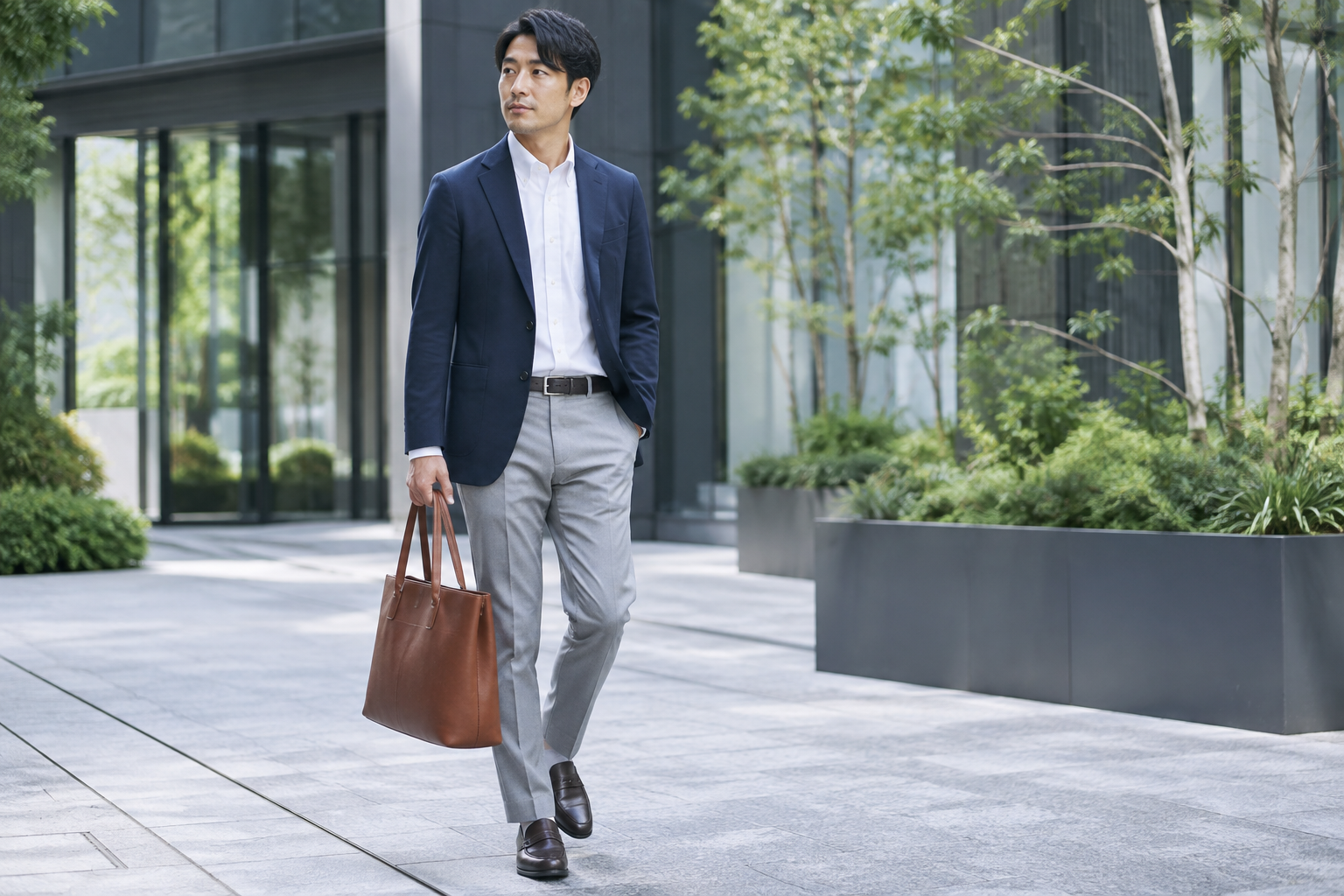 おしゃれなジャケパンに合うメンズトートバッグは？仕事服から選ぶ色と形