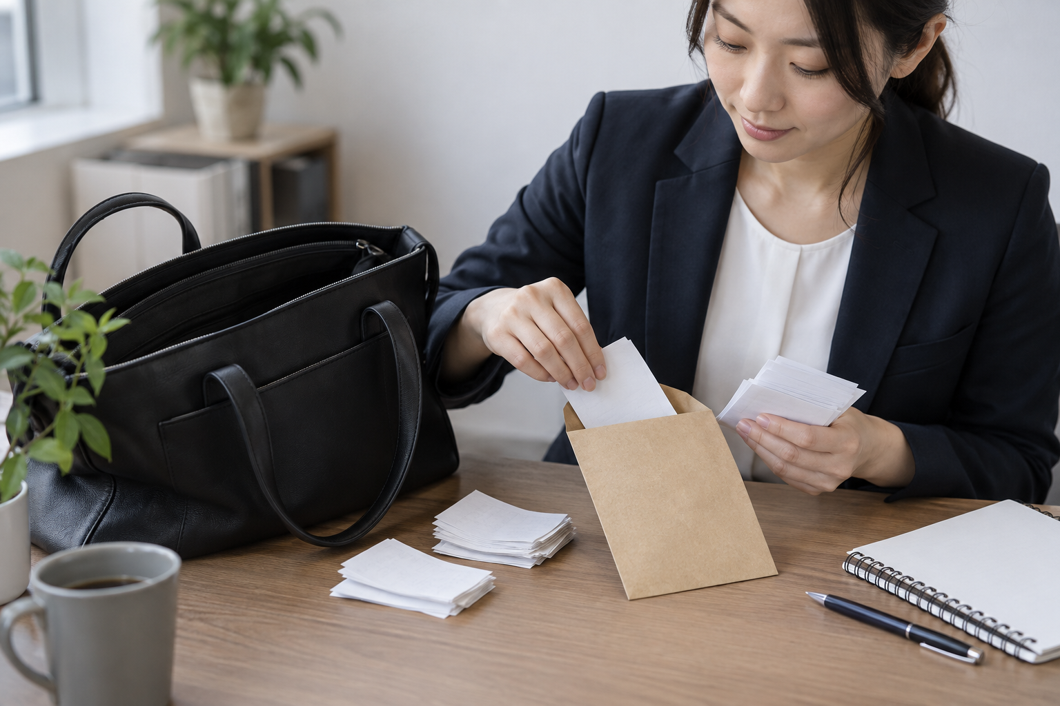 月末の領収書と仕事道具はどう整理する？バッグから取り出す仕分けの方法