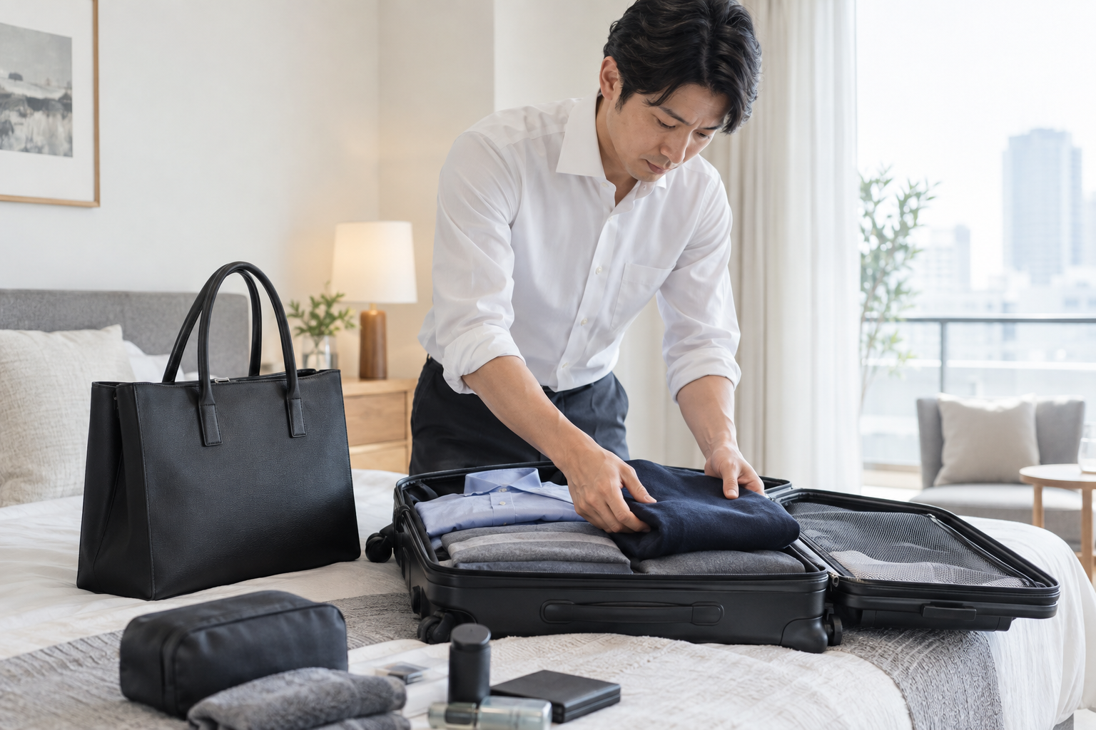 二泊出張はバッグとスーツケースをどう分ける？移動と訪問に合う荷物の整理