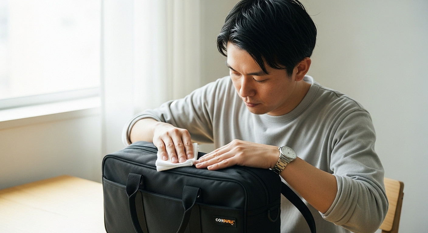 雨の日後にやるべきコーデュラメンズビジネスバッグ手入れ方法