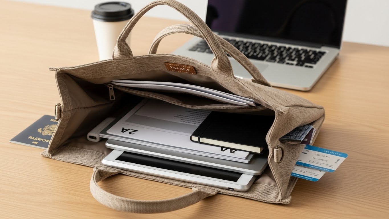 A4書類がきれいに収まるTRANSICトートバッグ