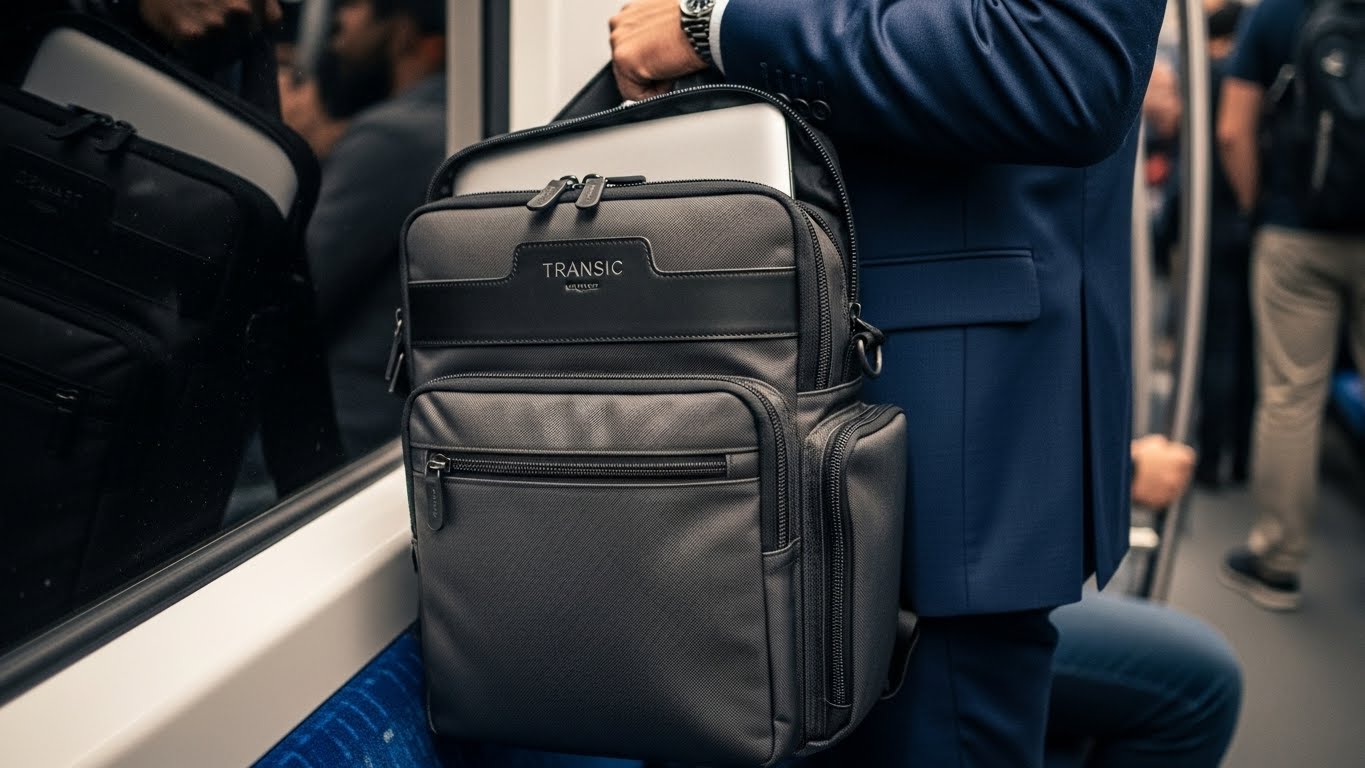 TRANSICの縦型ビジネスバッグで満員電車も快適に