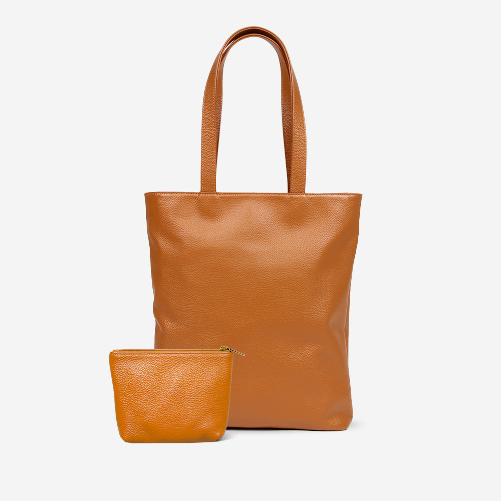 GOLDMEN ポーチ付き 本革縦型トートバッグ GB1006