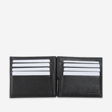 NO SIGN 日本製 本革 二つ折り財布 メンズ マネークリップ 薄い財布 和牛レザー ブラック NS2403 開いたところ