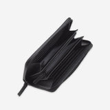 NO SIGN 日本製 本革 長財布 メンズ ラウンドファスナー 和牛レザー ブラック NS2404 開いたところ