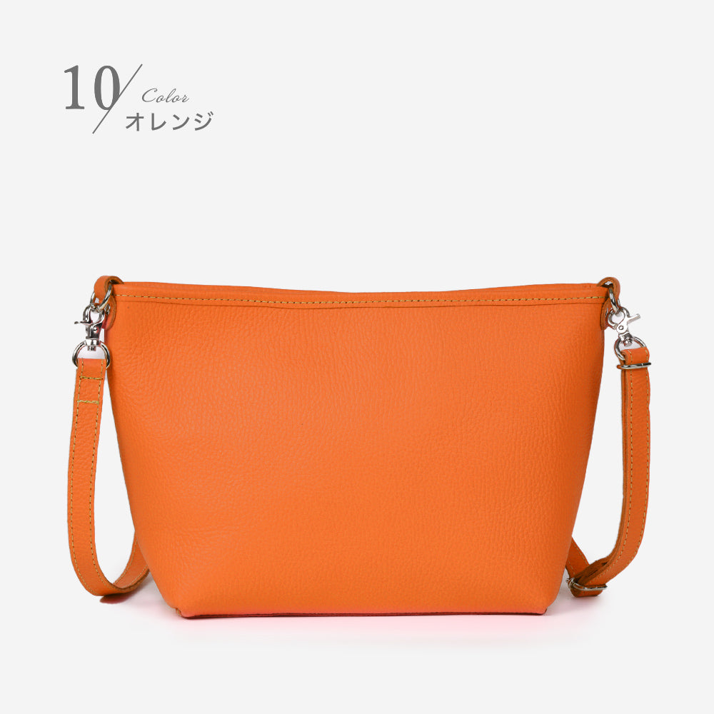 オレンジ色の牛革2way スクエアバッグ トートバッグ Mon Favori