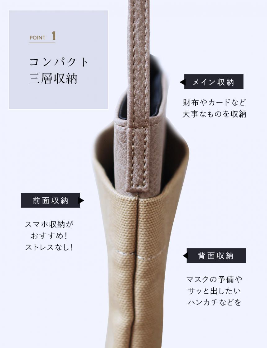 キャンバスと革を組み合わせた存在感のあるサコッシュ