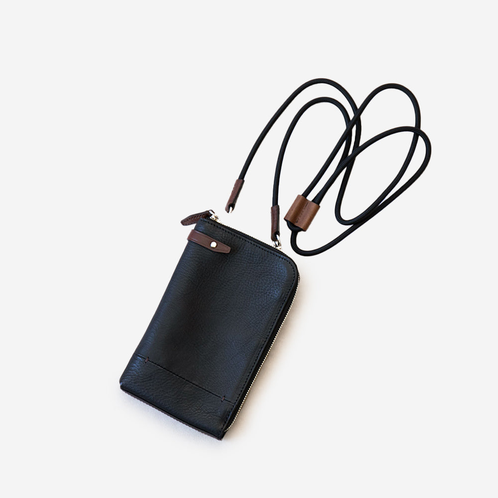 【美品】ブラック 本革 トランク スマホショルダー 本革 スマホショルダー