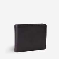 ボックス型の小銭入れのある本革の二つ折り財布